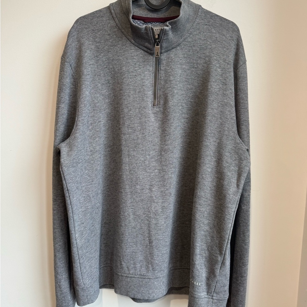 Ted Baker London Gray Cotton Quarter Zip Sweater